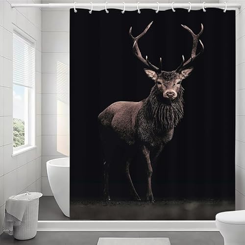 Duschvorhang 120x180 Schwarzer Elch Shower Curtains Anti-Schimmel Wasserdicht Polyester Waschbar Textil Bad Vorhang Duschvorhänge Für Badezimmer mit 12 Haken von NEDZQY