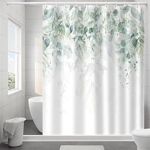 Duschvorhang 180x200 Eukalyptus 3D Shower Curtains Anti-Schimmel Wasserdicht Polyester Waschbar Textil Bad Vorhang Duschvorhänge Für Badezimmer mit 12 Haken von NEDZQY