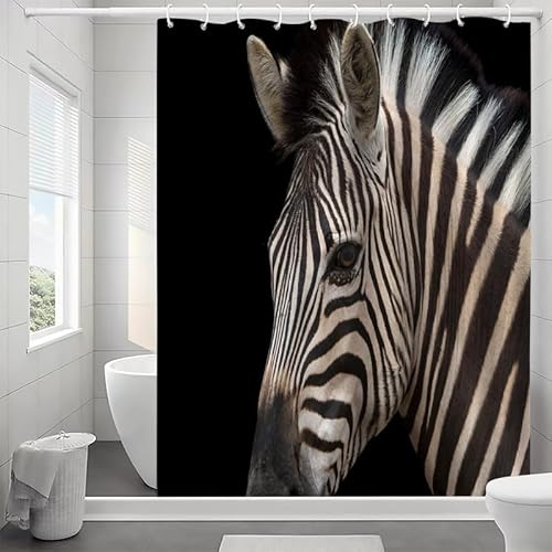 Duschvorhang 240x200 3D-Zebra Shower Curtains Anti-Schimmel Wasserdicht Polyester Waschbar Textil Bad Vorhang Duschvorhänge Für Badezimmer mit 12 Haken von NEDZQY