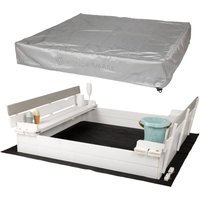 Needs&wants - wondermake® Design Sandkasten mit Abdeckung Deckel Sitzbank und Boden, Sandkiste Holz quadratisch verschließbar mit Bank Outdoor Garten von NEEDS&WANTS