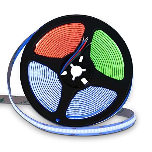 NEELED RGB COB LED Streifen mit 768 LEDs/M flexibler RGB LED Strip DC24V dimmbar und selbstklebend 14W/M LED Band 5m IP20 mehrfarbig. LED Strip ohne Netzteil von NEELED