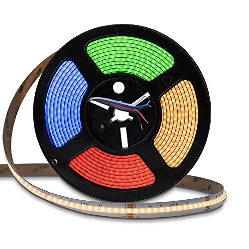 NEELED RGBW COB LED Streifen mit 784 LEDs/M flexibler RGBw LED Strip DC24V dimmbar und selbstklebend 18W/M LED Band 5m IP20 mehrfarbig. LED Strip ohne Netzteil von NEELED