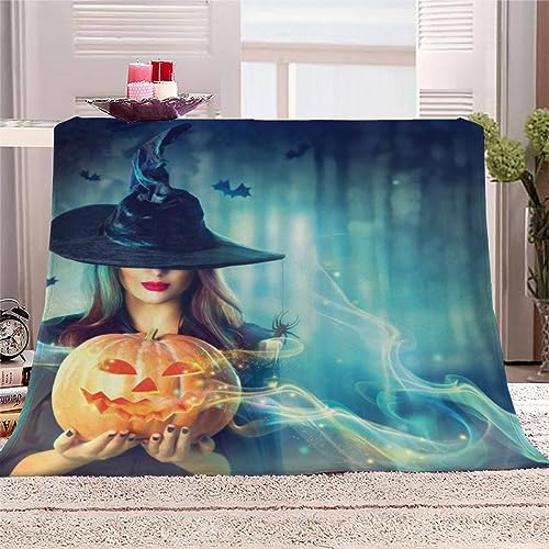 NEEMCO Kuscheldecke Kinder 70x100 cm Halloween Decke Flauschig 3D Die Hexe Wohndecke Weiche Mikrofaser Flanell Decke für Junge Mädchen Fleecedecke Sofadecke Couchdecke Tagesdecke von NEEMCO