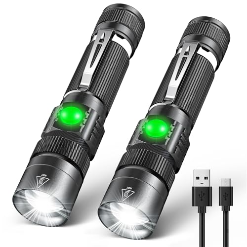 NEEMO Taschenlampe LED Aufladbar 2 Stück, 4 Modi LED Taschenlampe Extrem Hell mit Batterie und Clip, IP65 Wasserdicht Taktische Taschenlampe Kinder für Camping Notfälle Wandern Geschenk von NEEMO