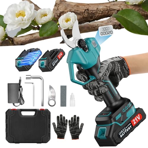 Akku Astschere Mit LCD Anzeige, Akku Gartenschere Mit Bürstenlosem Motor, Elektrische Gartenschere 25-45mm Schnittdurchmesser, Akku Schere Garten Mit 2 Akku 2000mAh, Akku Baumschere Garten von NEEMOSI