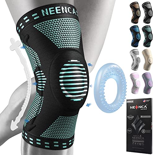 NEENCA Kniebandage mit Scharnier, Kniestütze mit seitlichen Stabilisatoren der Feststellräder für Männer & Frauen, Knieschoner für (Blau, L) von NEENCA