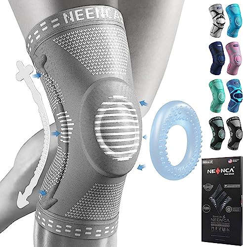 NEENCA Kniebandage mit Scharnier, Kniestütze mit seitlichen Stabilisatoren der Feststellräder für Männer & Frauen, Knieschoner für (Grey2, 3XL) von NEENCA