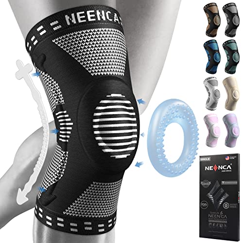 NEENCA Kniebandage mit Scharnier, Kniestütze mit seitlichen Stabilisatoren der Feststellräder für Männer & Frauen, Knieschoner für (Schwarz, 3XL) von NEENCA