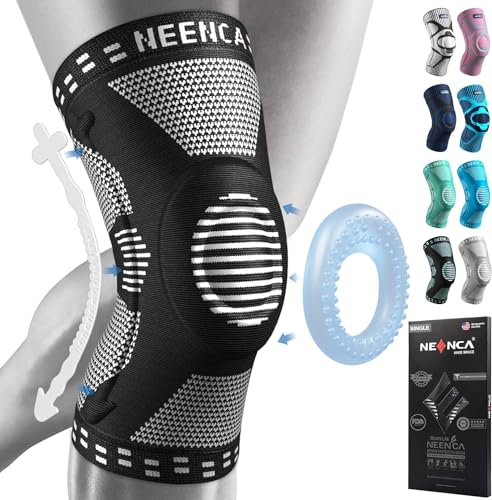 NEENCA Kniebandage mit Scharnier, Kniestütze mit seitlichen Stabilisatoren der Feststellräder für Männer & Frauen, Knieschoner für (Schwarz, L) von NEENCA