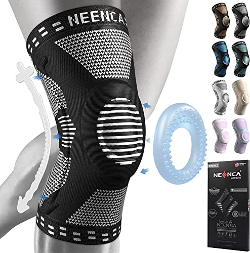 NEENCA Kniebandage mit Scharnier, Kniestütze mit seitlichen Stabilisatoren der Feststellräder für Männer & Frauen, Knieschoner für (Schwarz, M) von NEENCA