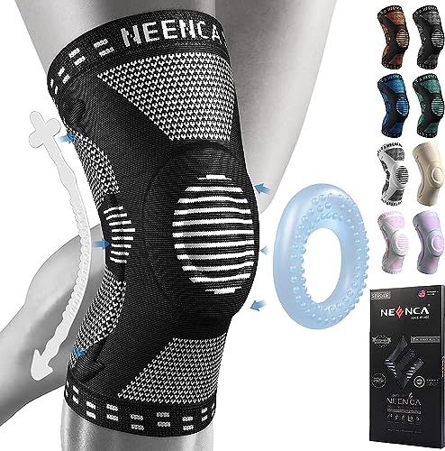 NEENCA Kniebandage mit Scharnier, Kniestütze mit seitlichen Stabilisatoren der Feststellräder für Männer & Frauen, Knieschoner für (Schwarz, XL) von NEENCA