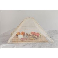 Beige Gewebte Lebensmittelabdeckung, Rosafarbenes Mesh-Lebensmittelzelt, Fünfeckförmige Grillplattenabdeckung, Lebensmittelschutz von NEEPAHUT