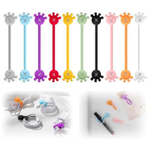 NEERIX 10 Stück Magnetischer Kabelbinder 2024 Neuestes Handheld Set,Handheld Magnetic Cable Manager,Wiederverwendbare Silikon Kabelorganisatoren,Praktische Kabelmanager für Büro und Zuhause von NEERIX
