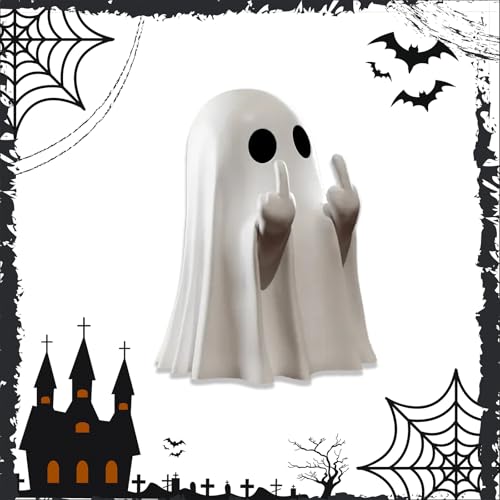 NEERIX Entzückende Geist Statue mit Mittelfinger,Schaurig Lustige Halloween Figur,2024 Halloween Geistkunstwerk,Mittelfinger Geist Figuren für Innen/Außen Deko,Hervorragend als Geschenk von NEERIX