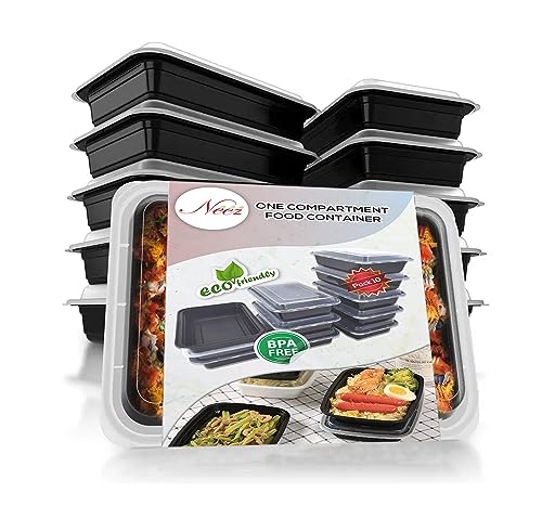 Neez 10er Pack, 1-Fach Meal Prep Boxen - Food Container Box Wiederverwendbar - Mikrowellengeeignet Und Spülmaschinenfest für Lunch - BPA Frei (Plastik) von Neez