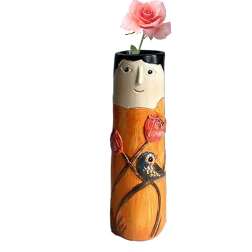 NEFLUM Knospenvasen,Böhmische Familienknospenvasen | Süße Charakter böhmische handbemalte Vase | Böhmischer Blumenpflanzenhalter, Boho-Harzvase, lustige humanoide Familie, dekorative Vasen von NEFLUM