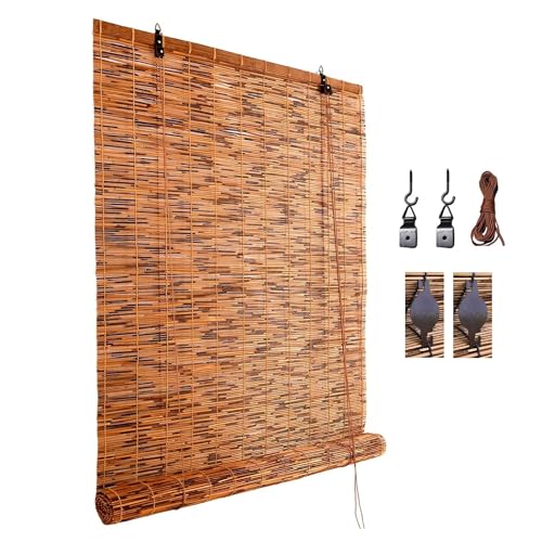 NEFMUKJ Bambusrollo Sichtschutz 45 48 60 62 74 76 88 90 102 104 116 118 130 132 144 146 158 160cm Breite Schilfvorhang Jalousie Raffrollo Für Patio Balkon, Anpassbar von NEFMUKJ