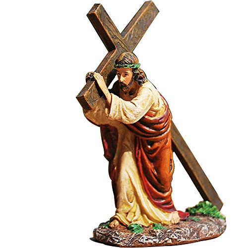 NEFSO Kreuzigung Statue Skulptur Christlich Katholisch Jesus Christus Kreuz Statuette Figur Auto Dekor Europäische Moderne Home Desktop Dekoration Ornament Harz Handwerk Geschenk von NEFSO