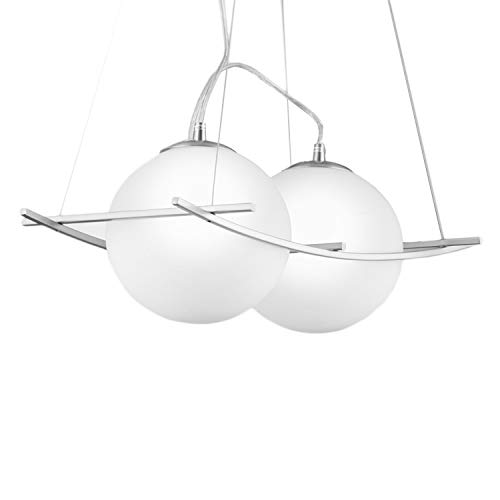 NEG Hängeleuchte DuoPalloni (18,0cm Kugel-Durchmesser) Deckenlampe aus Opalglas und Edelstahl ohne E14 Leuchtmittel von NEG