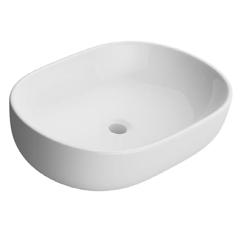 NEG Waschbecken Uno34A (oval) Aufsatz-Waschschale/Waschtisch (weiß) mit schmalem Rand und Nano-Beschichtung von NEG