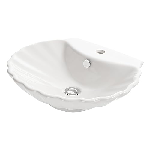 NEG Waschbecken Uno38A (Muschel-Form/oval) Aufsatz-Waschschale/Waschtisch (weiß) mit geschwungenem Rand und Nano-Beschichtung von NEG