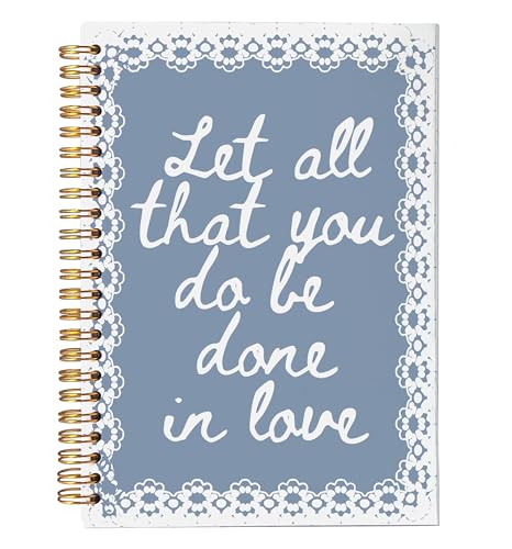 NEGIGA Blue Floral Christian Notebook Journal, Let All That You Do Be Done in Love Bible Notebooks, Prayer Journal for Woman, Inspirational Christian Gifts for Women, Spiral Notebook 5.5x8.3 von NEGIGA