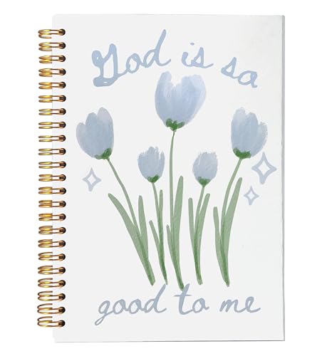 NEGIGA Blue Tulip Floral Christian Notebook Journal, Bible Journaling Notebooks, Blue Preppy Prayer Journal for Woman, Christian Religious Gifts for Women Girls, Spiral Notebook 5.5x8.3 von NEGIGA