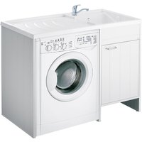 Waschmaschinenabdeckschrank mit umkehrbarem Waschbecken aus pvc Weiss 109x60 cm mod. Irene von NEGRARI