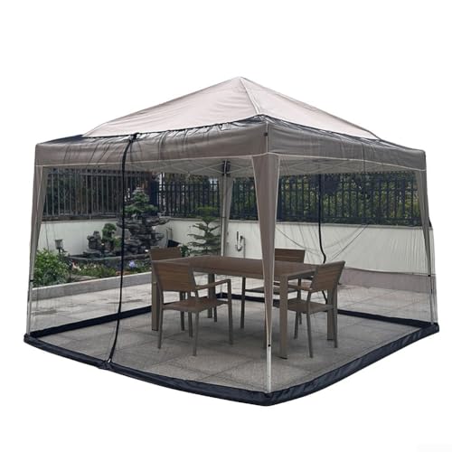 300x300cm Outdoor Pavillon mit stabilem Netzvorhang und Wasserrohr für sicheren Einsatz im Freien (Schwarz) von NEIQIUWING
