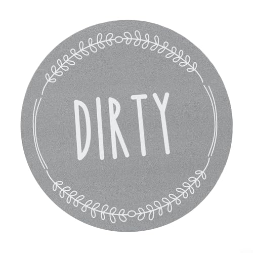Runder "Clean Dirty"-Magnet, einfaches Klapp-Design, für jede Spülmaschine (grau + weiß) von NEIQIUWING