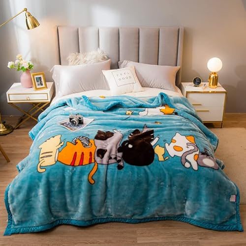 Koreanische Nerzdecke für Den Winter Weiche und Warme Schwere Decke Raschel Blanket 2 Lagige Super Warmes Wendebettdecke für Den Herbst Winter 150x200cm2kg von NEKOMARUKE