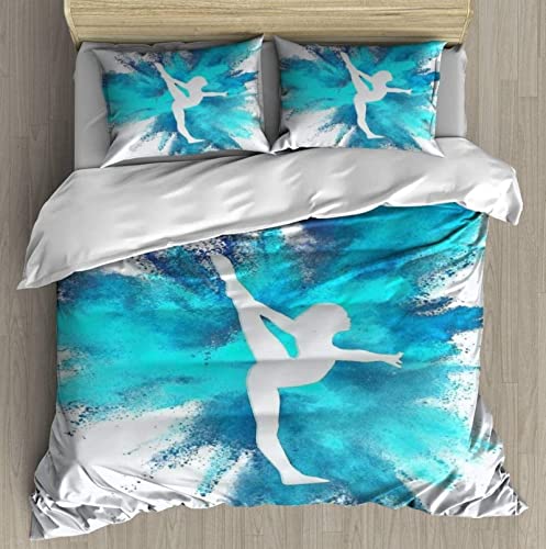 NEKOMARUKE BettwäSche 135x200 Gymnastik Athlet Silhouette Blau Explosion Kinder Bettbezug Set 2teilig Mikrofaser Weiche Bettbezug mit Reißverschluss und Kissenbezüge von NEKOMARUKE