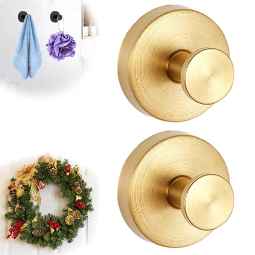 NEKSKA Weihnachtskranz-Aufhänger für Haustür, Saugnapfhaken für Türkränze, Saugnapfhaken für Dusche, Badetücher, Fenster, Spiegel und Aufbewahrungshaken für Zuhause (2 Stück, Gold) von NEKSKA