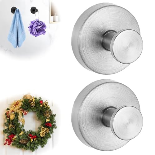 NEKSKA Weihnachtskranz-Aufhänger für Haustür, Saugnapfhaken für Türkränze, Saugnapfhaken für Dusche, Badetücher, Fenster, Spiegel und Aufbewahrungshaken für Zuhause (2 Stück, Silber) von NEKSKA