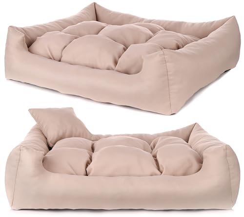 NELKE HUNDESOFA FÜR MITTLERE Hunde HUNDEBETT KLEINE Hunde BEIGE 75X65CM HUNDECOUCH MITTELGROßE Hunde KATZENSOFA HUNDEKORB MIT HUNDEKISSEN Hunde Bett Sofa Couch SCHLAFPLATZ Dog Bed WASCHBAR von NELKE