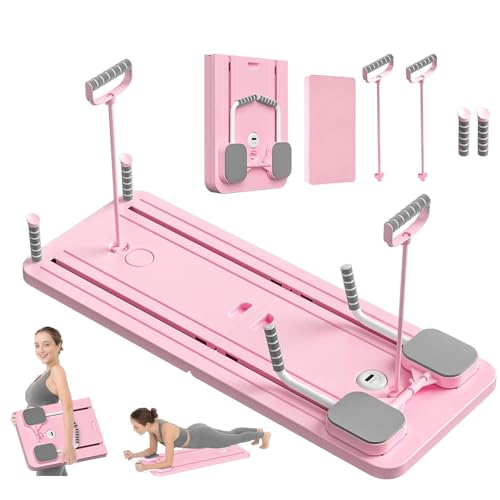 NELLN Pilates Gerät Für Zuhause,Pilates-Shaper-Set, 4-In-1-Pilates-Shaper, LED-Zähler + Automatische Rückprallrolle, Geeignet Für Heimtraining/Büro/Wohnheim Pink von NELLN