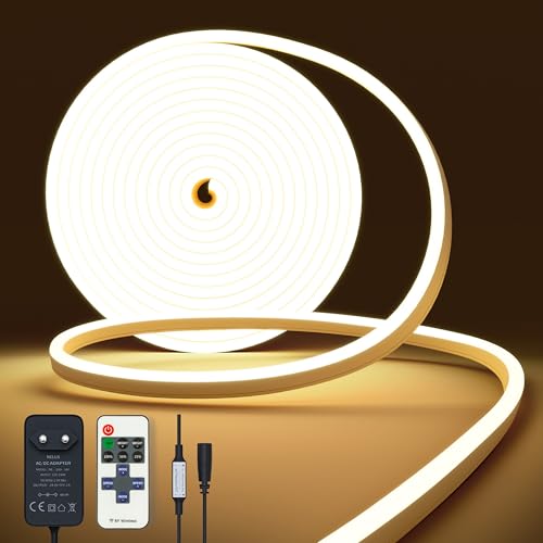 NELUX Neon LED Strip 5 Meter Warmweiss Streifen Wasserdicht Lichtband Aussen Outdoor. LED Band Light Stripe Warmweiß Aussenbereich Weiss Lichtleiste. Inklusive Fernbedienung Dimmbar und Netzteil 12V NELUX Neon LED Strip 5 Meter Warmweiss Streifen Wasserdicht Lichtband Aussen Outdoor. LED Band Light Stripe Warmweiß Aussenbereich Weiss Lichtleiste. Inklusive Fernbedienung Dimmbar und Netzteil 12V von NELUX
