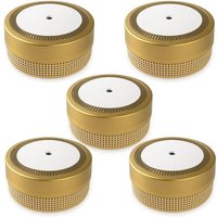 NEMAXX® 5-Pack M1-Mini Rauchmelder – Photoelektrischer Warnmelder nach DIN EN 14604 – Integrierte 3 V Lithium-Batterie – Ø 71,6 mm Mini-Design – Gold von NEMAXX