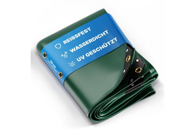 NEMAXX Schutzplane 300×200 cm – 650 g/m²–6 m²–Grün–100 % wasserdicht & UV-beständig (Rundum verschweißter Saum (ca. 5 cm), Aluminium-Ösen alle 50 cm, fertig konfektioniert und ideal für den vielseitigen Einsatz im Innen- und Außenbereich, hochwertige Premium Abdeckplane), Extrem reißfest & langlebig, Schwer entflammbar & schimmelresistent von NEMAXX