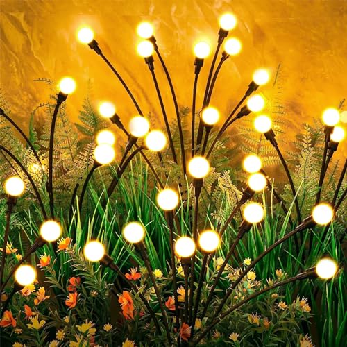 NEMMXUB Solarleuchten für Außen Garten,4 Stück 10 LED solarleuchten Glühwürmchen Solarleuchten Außen Verbesserte Höhen Optionale Modi Glühwürmchen Licht IP65 Wasserdicht Solarleuchten garten Walkway von NEMMXUB