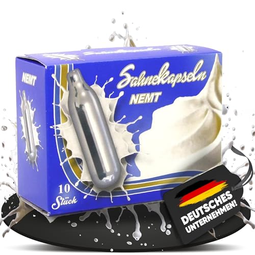 NEMT 10s 10 Stück N2O Sahnekapseln, passend für alle handelsüblichen Sahnebereiter, Sahnespender Cream Whipper Chargers NEMT 10s 10 Stück N2O Sahnekapseln, passend für alle handelsüblichen Sahnebereiter, Sahnespender Cream Whipper Chargers von NEMT
