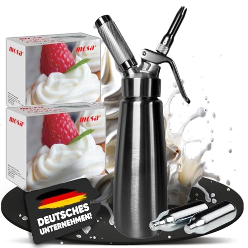 NEMT Edelstahl Sahnespender 0,5L 500 ml Sahnesiphon mit 20 Sahnekapseln von NEMT