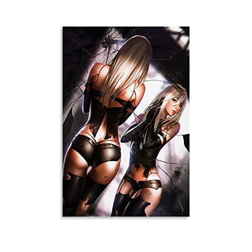 NENBN 2B Nier Automata Leinwand-Kunst-Poster und Wandkunstdruck, modernes Familienschlafzimmerdekor, 40 x 60 cm von NENBN