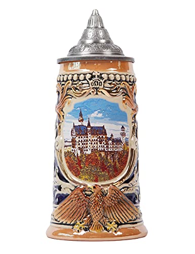 NENBOLEC Bierkrug mit Deckel Bierseidel Steinkrüge Deutschland Schloss Beer Stein Mug für Vater Männer Geburtstag Geschenk 0.7Liter von NENBOLEC