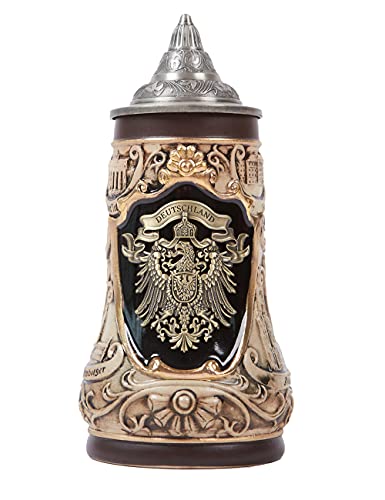 NENBOLEC Bierkrug mit Deckel Bierseidel Steinkrüge Gravur Deutschland Zinnwappen Beer Stein Mug für Vater Männer Geburtstag Geschenk 1.0Liter NENBOLEC Bierkrug mit Deckel Bierseidel Steinkrüge Gravur Deutschland Zinnwappen Beer Stein Mug für Vater Männer Geburtstag Geschenk 1.0Liter von NENBOLEC