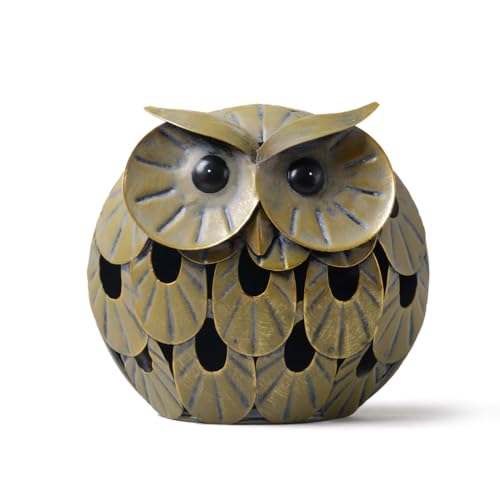 NENBOLEC Eule Statue Figuren Modern Skulptur Dekor Tier Geschenk Ornament Metall Arts Wohnzimmer Kunst 17cm von NENBOLEC