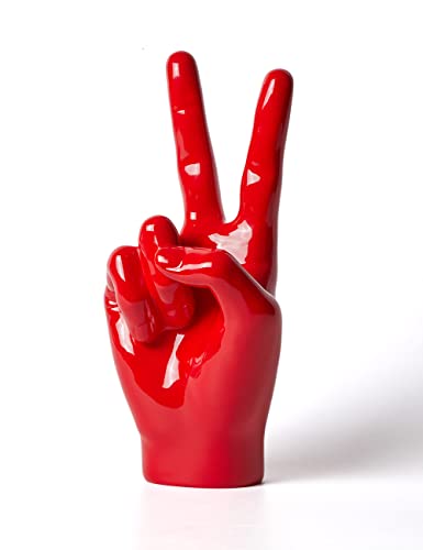 NENBOLEC Hand Skulptur Figuren Finger Dekor Statuen Modern Geschenk Arts Polyresin Rot 28cm von NENBOLEC