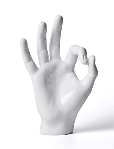 NENBOLEC Modern Skulptur Figuren Finger Dekor Geschenk Hand Statue Arts Wohnzimmer Kunst Polyresin Ornament Weiß 28cm von NENBOLEC