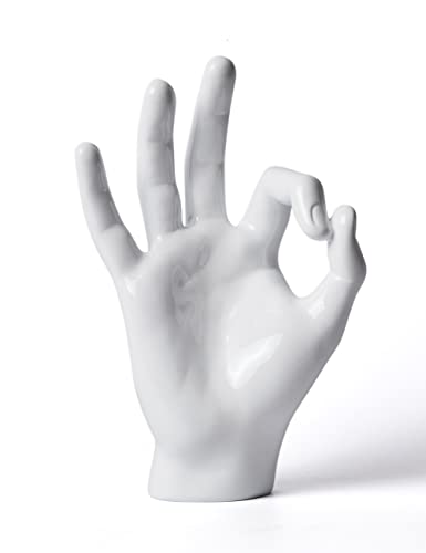 NENBOLEC Finger Geste Statuen Hand Skulptur Figuren Dekor Polyresin Arts Geschenk Weiß 28cm von NENBOLEC