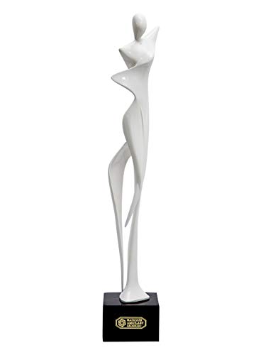 NENBOLEC Frau Statue Skulptur Modern Arts Figuren Yoga Geschenk Dekor Polyresin Weiß 42cm von NENBOLEC